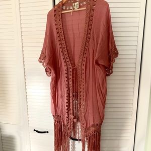 Crochet kimono, size 3x, dusty mauve